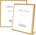 6x6 Picture Frame Set of 2, Gold Modern Simple Thin Aluminum Metal Square Photo Frames with HD Glass, Display for Tabletop and Wall, 2 Pack