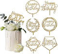 Gold Happy Birthday Cake Topper - Acrylic Cupcake Toppers Decoration Supplies (7 Pieces)