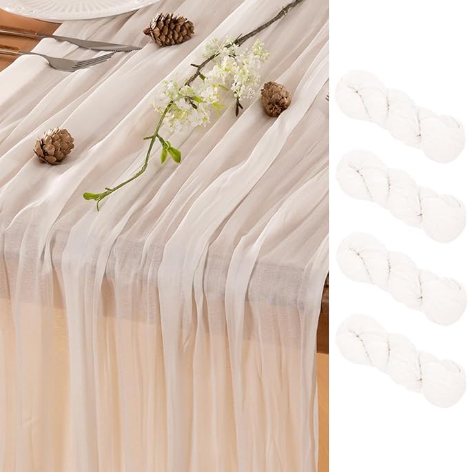 Ivory Table Runner Cheesecloth Table Runner 4 Pack 10FT Farmhouse Table Runners 120 Inches Fall Table Decor Dining Room Centerpiece Wedding Boho Baby Shower Birthday