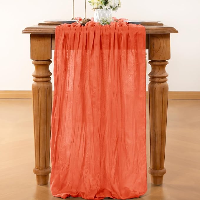 Orange Table Runner Cheesecloth Table Runner 10FT Farmhouse Table Runners 120 Inches Fall Table Decor Dining Room Centerpiece Wedding Boho Baby Shower Birthday