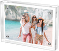 Small 2.5×3.5 Inches Acrylic Wallet Size Picture Frame,Clear Magnetic Picture Frame for Wedding，Double Sided Frameless Photo Frame for Desktop Free Standing,Display Stand Photo Frame