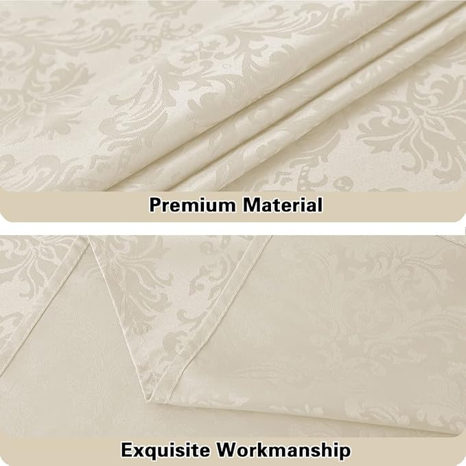 SASTYBALE Jacquard Tablecloth Rectangle 60 x 102 Inch Beige, Spill Proof Washable Damask Table Cloth, Soft Polyester Table Cover for Kitchen Dining Room, Parties, Indoor, Outdoor (Off White, Oblong)