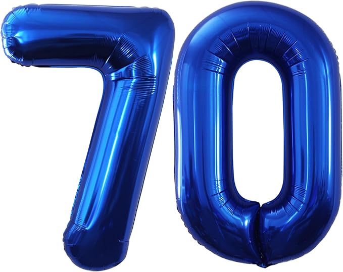 GOER Number 70 Balloons for 70th Birthday Party Decorations,42 Inch Jumbo Foil Helium Balloons for 70th Anniversary (Blue)