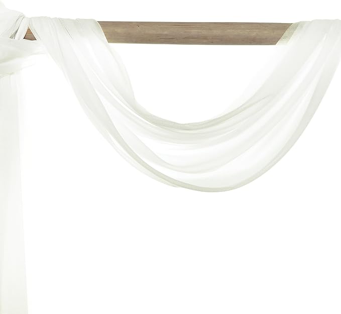 VDS Pack of 1 Panel (30 Inch X 20 Feet) Wedding Arch Draping Fabric Sheer Chiffon Fabric Drapery for Wedding Ceremony Reception Swag Backdrop Canopy Chuppah ARBO Altars Decoration (Ivory)