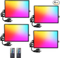 Onforu LED Flood Light Outdoor 250W Equivalent, 25W Color Changing RGBW Floodlight with Remote, 2700K Warm White IP66 Stage Lighting Indoor Uplights for Events, Uplighting for Party 4 Pack