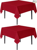 sancua Christmas Red Square Tablecloths 85x85 Inch, 2 Pack - Fabric Table Cloth for Square or Round Tables, Washable Polyester Table Cover for Dinner, Holiday Party, Decorative Display Tables