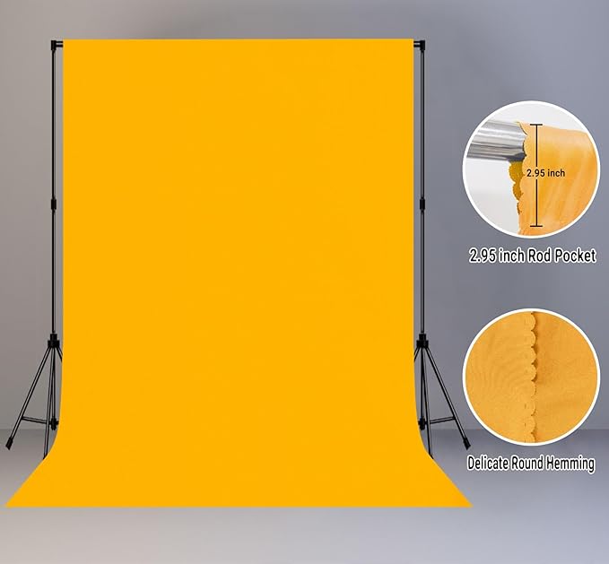 Yellow Background 6x9FT Solid Color Photo Backdrop Screen Video Recording Curtain Party Decor Photography Studio Props