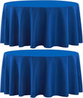 Round Tablecloth 132 Inch 2 Pack Royal Blue Tablecloths Washable Decorative Linen Polyester Table Clothes Cover for Dining Table Banquets Buffet Parties and Wedding