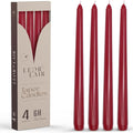 Leor & Lair Red Taper Candles for Christmas - 4 Pack 10" Dark Red Candlesticks - Unscented Long Burning Candle Sticks for Christmas Decoration, Thanksgiving, Dinner Table, Weddings