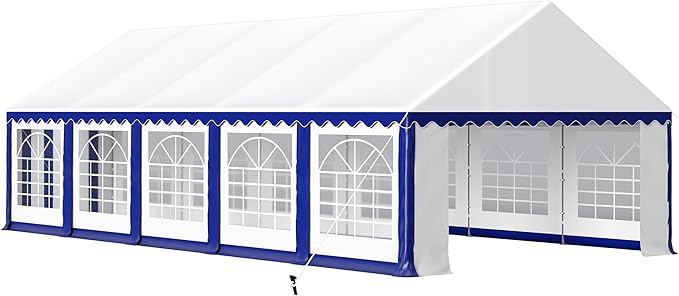 HERA'S PALACE 16'x 32' Outdoor Tents for Parties Large Canopy Tent with 12 Removable Sidewalls Heavy Duty Party Tent for Graduation Wedding and Birthday (Blue)
