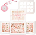12 Cupcake Containers 12-Packs White Cupcake Box Cupcakes Carrier, 12 Cupcake Boxes with Window 13"x10"x3.5"（Auto-pop up）