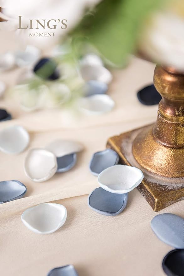 Ling's moment Rose Petals, Silk Flower Petals for Wedding/Aisle/Flower Girl Baskets/Table Centerpiece Décor,etc.Dusty Blue Navy 400pcs