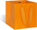 ADIDO EVA Orange Square Gift Bags Small Size Square Bottom Paper Bags with Handles for Party Favor, Shopping Bag (6x6x6 In, 10 CT)