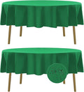 Fokitut 2 Pack Waterproof Round Tablecloth, 90 Inch, Stain Resistant and Wrinkle Polyester Table Cloth, Fabric Table Cover for Kitchen Dining, Wedding, Party, Holiday Dinner-Emerald