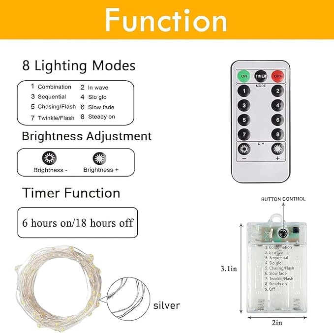 4 Pack Fairy Lights Battery Operated with Remote Control Timer, 26 FT 80 LED String Lights Outdoor Indoor, 8 Mode Twinkle Lights for Christmas Party Wedding Birthday Bedroom Decorations (Multicolor)