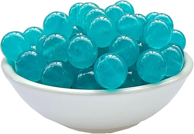 Stone Beads 10mm 60pcs Lake Blue Chalcedony Beads Round Loose Gemstones Beads for Bracelet Necklace Jewelry Making (10mm, 61017 Lake Blue Chalcedony)