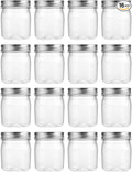 novelinks 8 oz Clear Plastic Jars with Screw-On Lids - BPA-Free Refillable Storage Containers for Slime, Spices, Crafts, Kitchen & Home Organization (16 Pack,Silver)