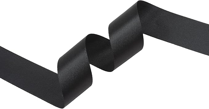 Black Satin Ribbon 1 inch X Continuous 50 Yards, Single Face Polyester Ribbon Perfect for Gift Wrapping, Flower Bouquet, Wedding Decor, Crafts, Bow Making, Sewing and More