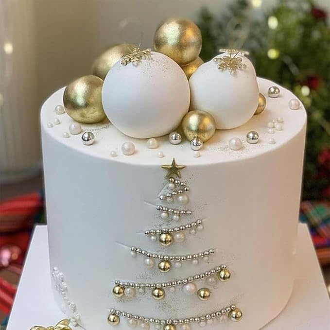 Sentovac 7mm Gold Pearl Sprinkles Edible Cake Decorating Sugar Candy Cookie Cake Cupcake Topper Ice Cream Baking Decorations Halloween Christmas Valentines Wedding Supplies