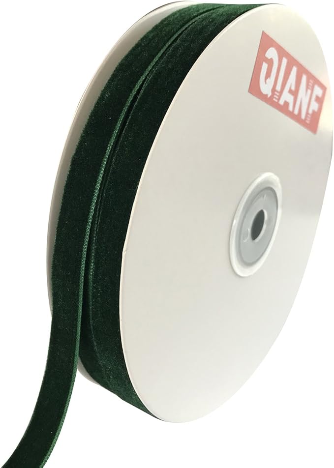 Vintage Hunter Green Velvet Ribbon, 3/8 Inch X 25Yd
