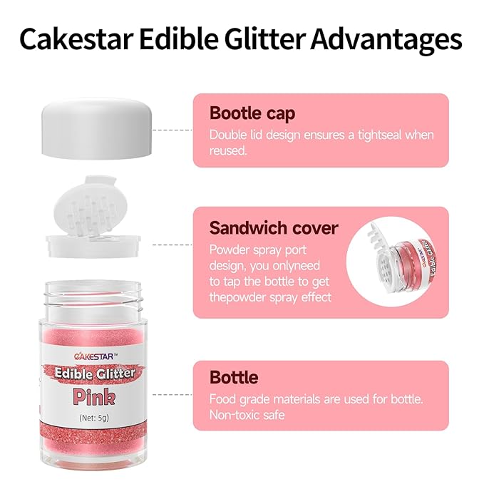 Edible Glitter for Cocktails, 10 Colors Easter Decorations Luster Dust Edible, Food Grade Shimmer Dust, Edible Glitter Powder for Drinks, Easter Eggs, Candy, Baking, Strawberries, Cupcakes, Cookies