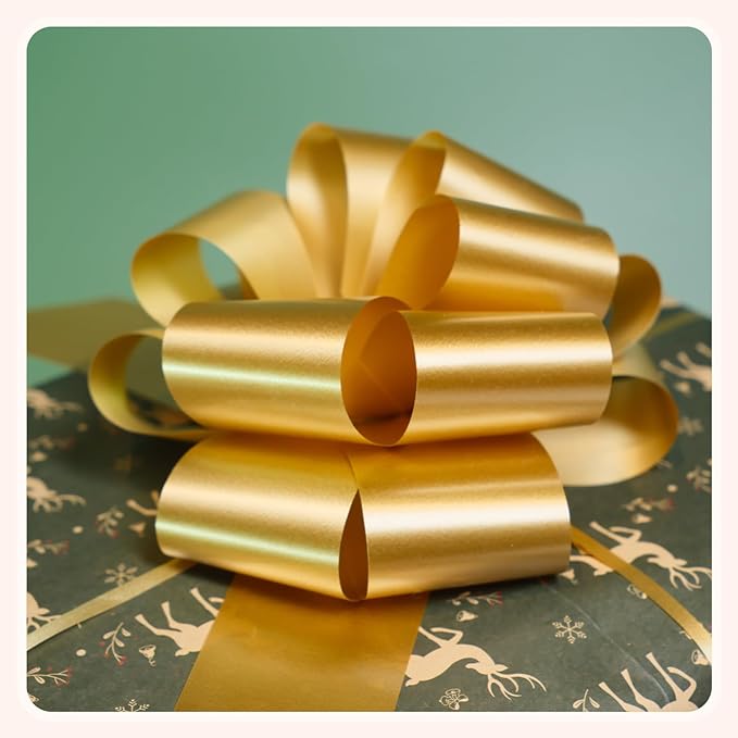 6 PCS 6 Inch Golden Pull Bows - Perfect for Gift Wrapping, Wedding Decor, Car Bows, Birthday Parties, Christmas and Valentine's Day
