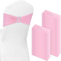 CHENGU 150 Pieces Spandex Stretch Chair Sashes Bows Elastic Chair Cover Bands Ties with Buckle Slider for Wedding Party Reception Events Universal Ceremony Banquet Decorations (Pink)