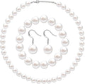 4 Pcs 1920s Faux Pearl Costume Jewelry Set for Women Halloween Simulated Necklace Bracelet Earrings for Wedding