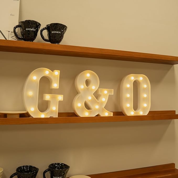 Foaky Rechargeable LED Letter Lights Sign Marquee Light Up Letters Sign for Night Light Wedding/Birthday Party Christmas Lamp Home Bar Decoration (G)