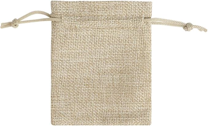 Lucky Monet 25/50/100PCS Burlap Gift Bags Wedding Hessian Jute Bags Linen Jewelry Pouches with Drawstring for Birthday, Party, Wedding Favors, Present, Art and DIY Craft (25Pcs, Cream, 3” x 4”)