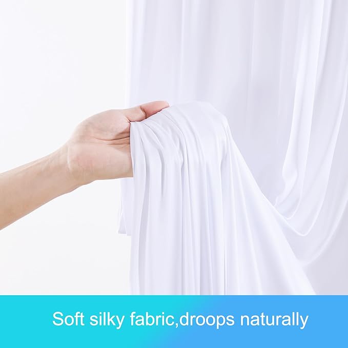 50ft x 12ft White Backdrop Curtains Wrinkle Free Backdrop Curtain for Wedding Parties White Fabric Backdrops Drapes Back Drop Cloth Bridal Shower Stage Curtains Wedding Decorations for Reception
