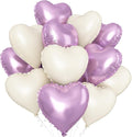 Purple Cream White Heart Balloons,12Pcs 18Inch Cream Purple Sand White Heart Shaped Foil Helium Balloons for Baby Shower Birthday Anniversary Wedding Engagement Party Decorations
