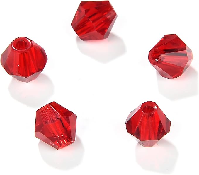 6mm Bicone 450Pcs Red Crystal Glass Beads Faceted Bicone Shape Crystal Glass Spacer Beads for Bracelet Necklace Decorative Hand Jewelry Making (Red, 6MM)