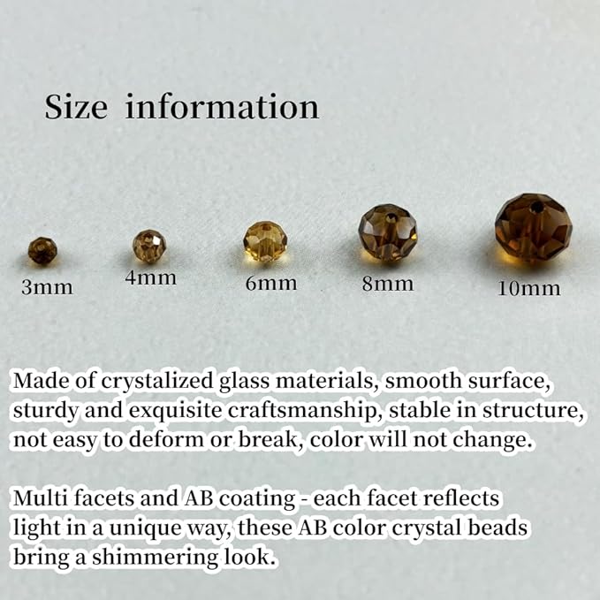 400pcs 4mm Crystal Glass Beads for Crafts Faceted Rondelle Glass Beads for Jewelry Making Crystal Spacer Beads for Necklaces Bracelets Earrings DIY Craft(Amber AB)