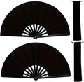 13inch Large Rave Fan Popping Clacking Fans for Line Dancing,Hand Fans for Women Foldable,Boots on The Ground Fan,Portable for Outdoor,Wedding,Party,Decoration (2pcs Black)