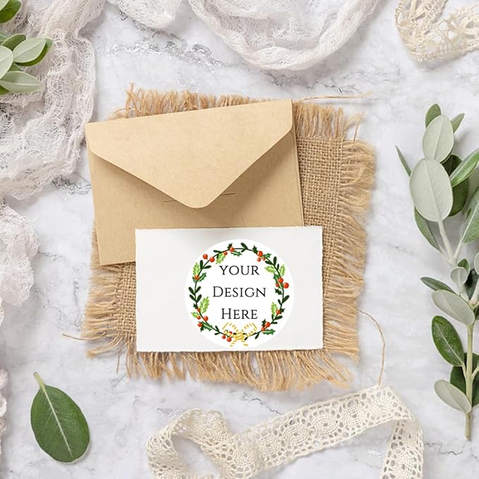 100-1000pcs Custom Stickers Merry Christmas Stickers Personalized Labels Adhesive Xmas Decorative Envelope Seals Stickers for Cards Gift Boxes(Round-5)