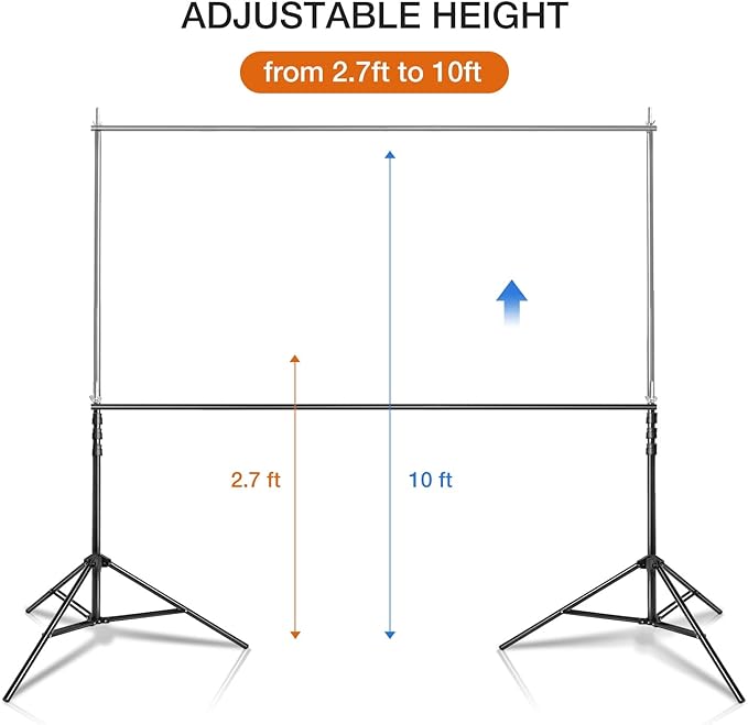 Yesker 10 X 10 ft Photo Video Studio Background Support Stand, Adjustable Heavy Duty Photography Backdrop Support System Kit for Photoshoot Party Video Creator