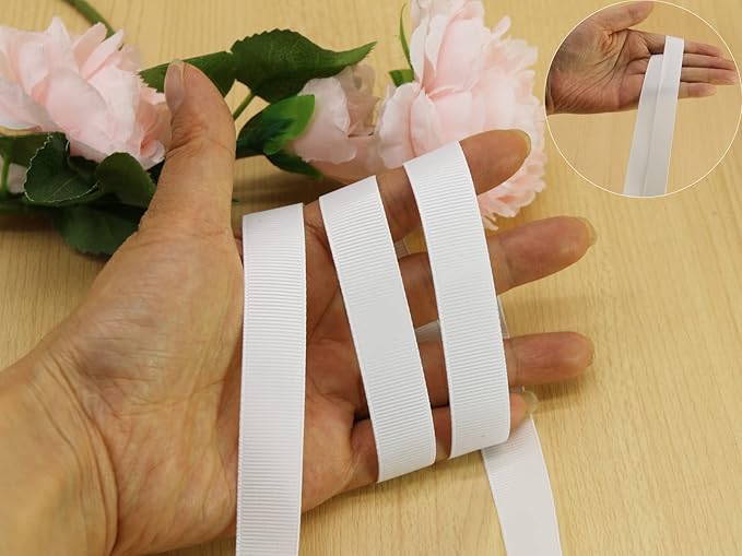 Jesep One Roll 100 Yards 5/8" Soild Grosgrain Ribbon Boutique Gift Wrapping Package Ribbon, DIY Crafts Bow Hair Headband Accessories Assorted Ribbon #29(5/8" 15mm, White)