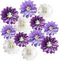 12pcs 10in 12in Paper Pom Poms Hanging Paper Flowers Wall Backdrop Wedding Party Flower Decorations DIY Art Craft Blooms for Birthday Baby Shower Nursery Decor Purple