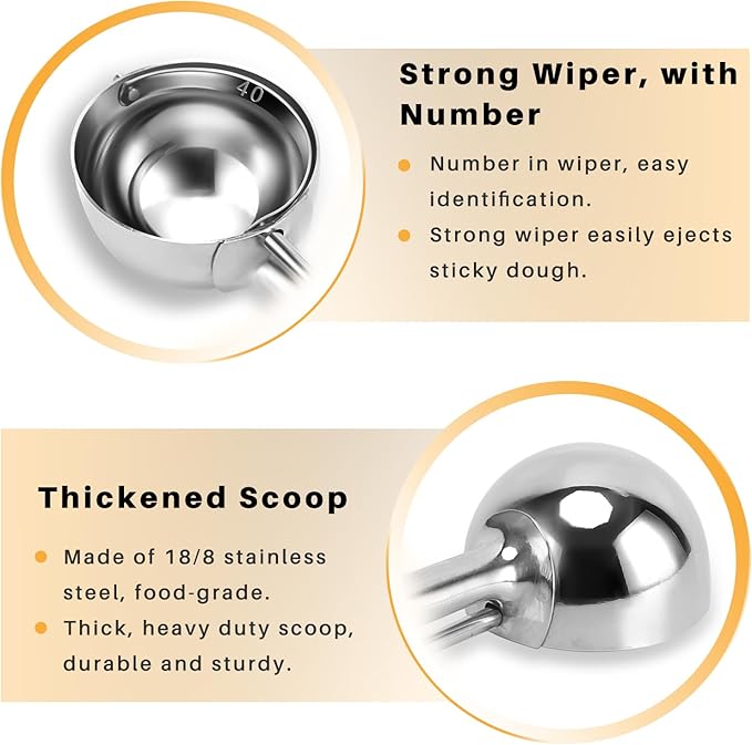 Mini Cookie Scoop, 1 Tsp Cookie Scoop, I Inch Cookie Dough Scoops, Melon Baller Scoops, Selected 18/8 Stainless Steel, for Making Cookies, Melon Ball, Ice Cream