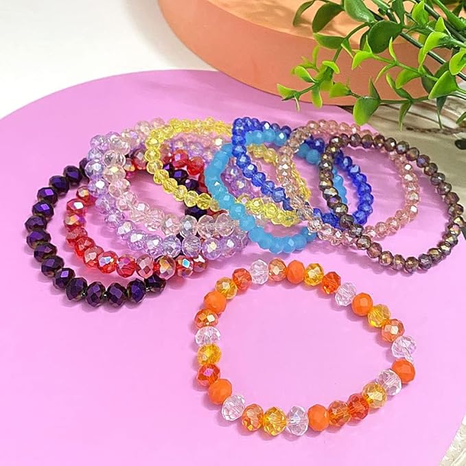 100pcs 8mm Crystal Glass Beads for Crafts Faceted Rondelle Glass Beads for Jewelry Making Crystal Spacer Beads for Necklaces Bracelets Earrings DIY Craft(Amber AB)