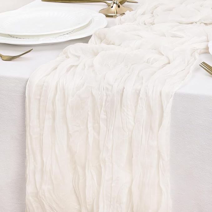 Ivory Table Runner Cheesecloth Table Runner 4 Pack 10FT Farmhouse Table Runners 120 Inches Fall Table Decor Dining Room Centerpiece Wedding Boho Baby Shower Birthday