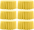 Round Tablecloth 120 Inch 6 Pack Yellow Tablecloths Washable Decorative Linen Polyester Table Clothes Cover for Dining Table Banquets Buffet Parties and Wedding