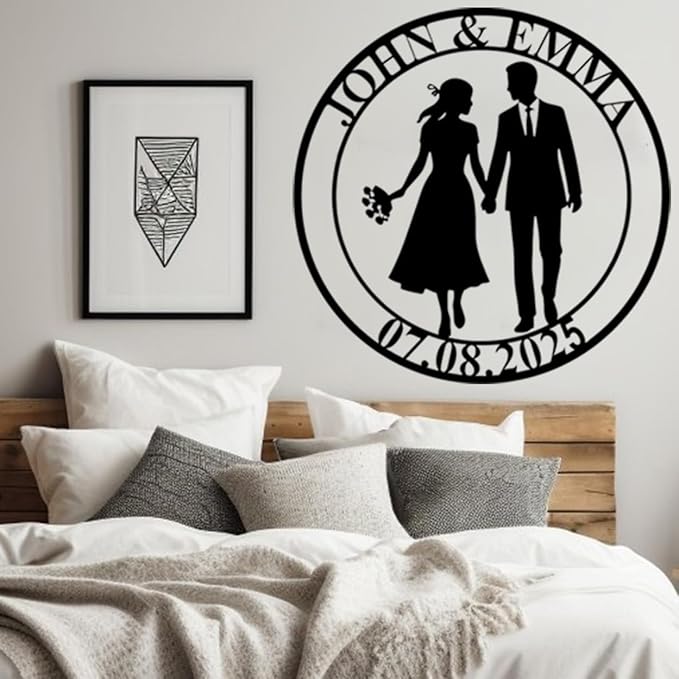 NAZENTI Personalized Metal Sign Gift, Wedding Gift, Family Name Sign, Outdoor Name, Anniversary, Home Decor, Front Door