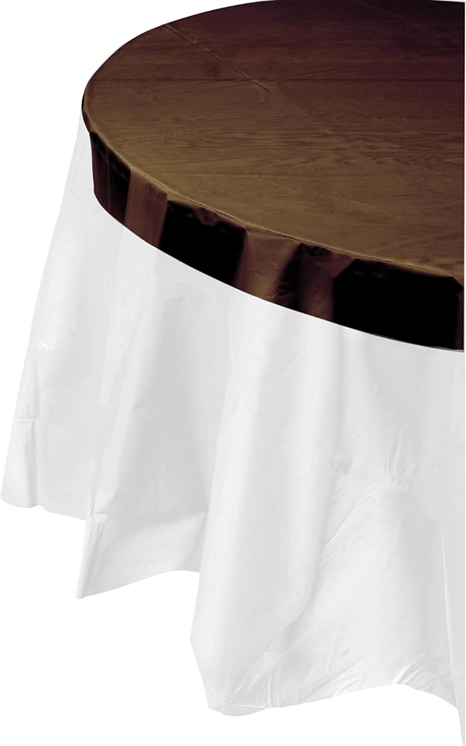 Party Solids Pack Of 12 Premium Plastic Tablecloth 84 Inch Round Table Cover - Clear