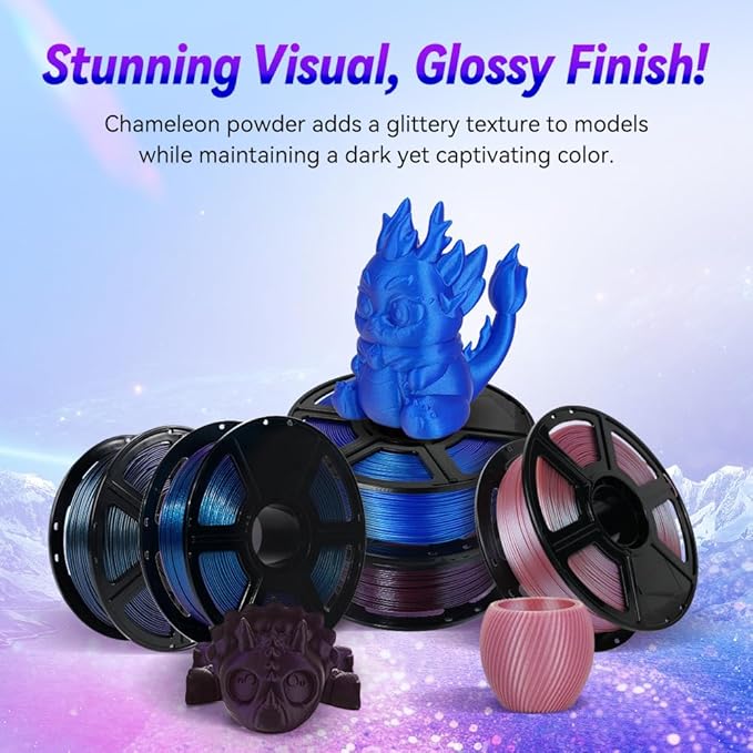 FLASHFORGE 3D Printer Filament, Chameleon PLA Color Shift Filament 1.75mm, Changes Color with Light and Angles, 1KG Spool (2.2lbs), Dimensional Accuracy +/- 0.02mm (Marsala)