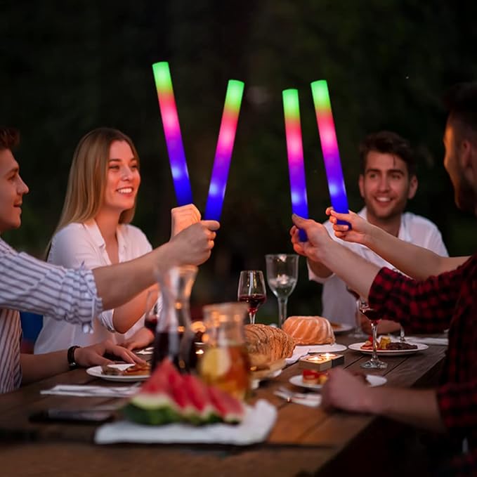 Foam Glow Sticks Bulk 160 PCS,3 Modes Flashing LED Light Sticks Glow in The Dark Party Supplies Light Up Toys for Party Wedding Birthday Concert Halloween Christmas