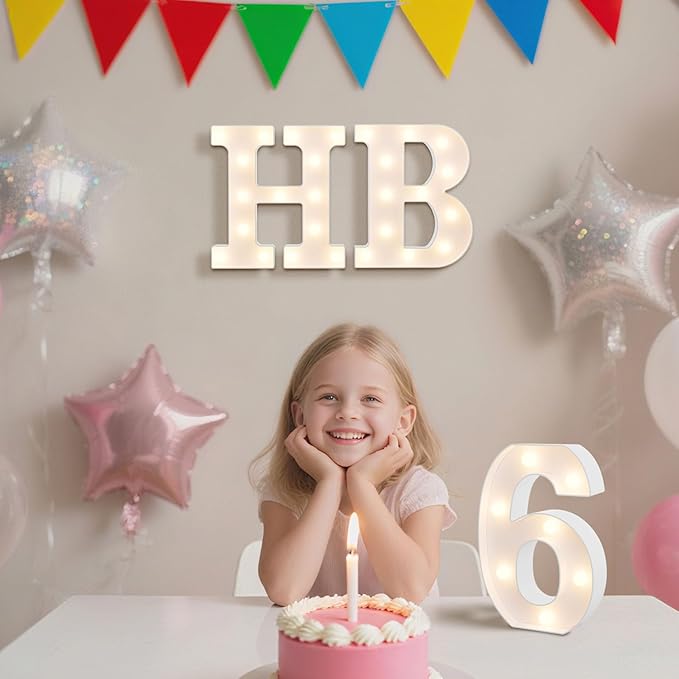 LED Marquee Light Up Numbers Sign - Lighted Birthday Numbers Sign for 80th Birthday Party Decoration, Bar Wall, Home, Table Room, Wedding and Christmas Decorations, Number 80