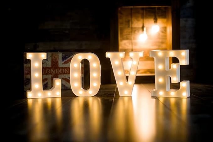 Foaky LED Letter Lights Sign Marquee Light Up Letters Sign for Night Light Wedding/Birthday Party Battery Powered Christmas Lamp Home Bar Decoration(F)