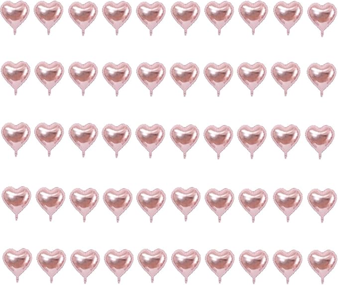 50 Pcs Rosegold Heart Shaped Balloon Foil Balloon 5 inch Heart Balloon for Valentinge's day Wedding Decoration (rosegold)